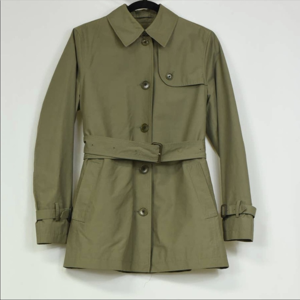 Burberry Trench Jacket Fern Green Equestrian Size 6